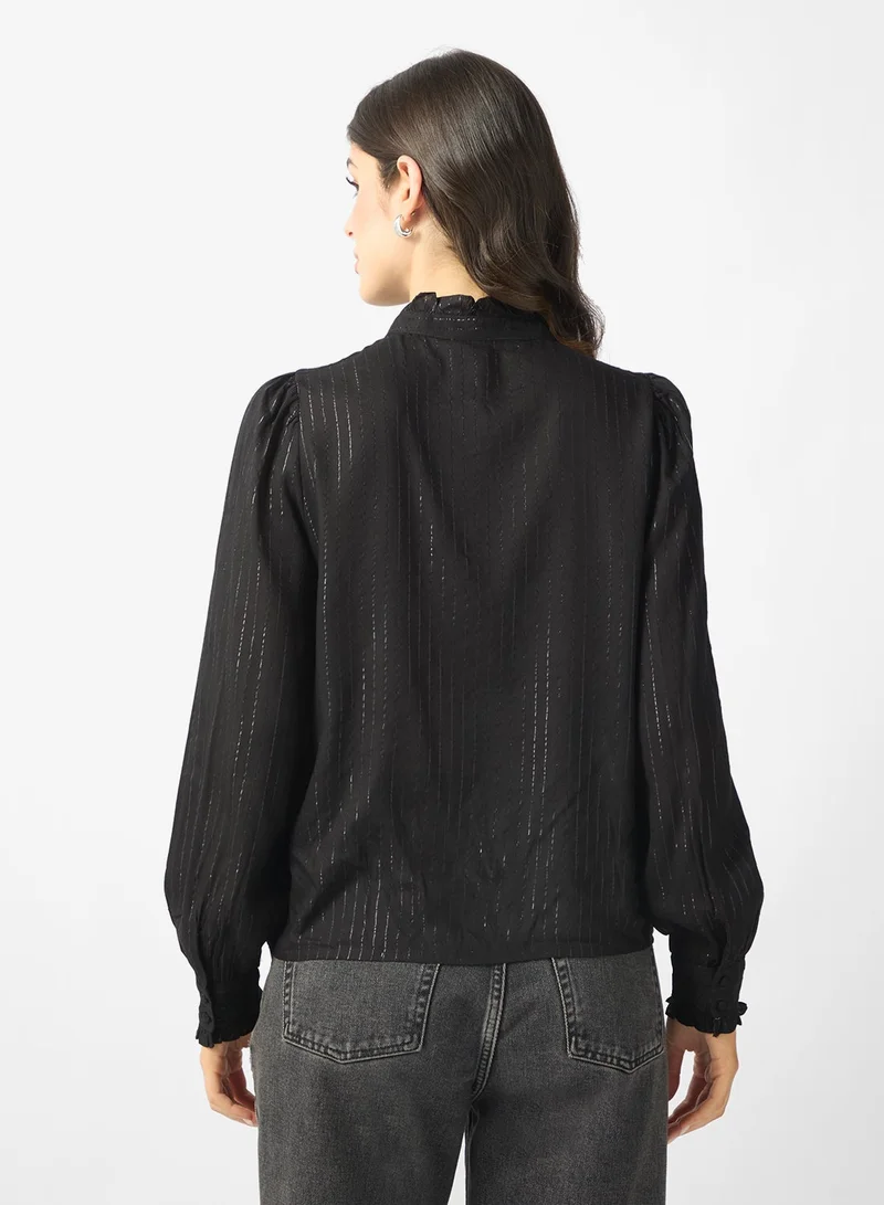 فيرو مودا قميص بأكمام طويلة مزين بكشكشة لامعة