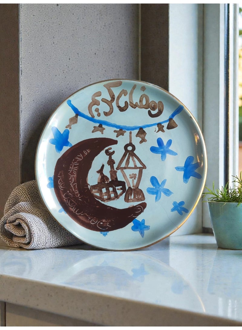 color zone pottery A hand-painted ceramic and porcelain plate, suitable for decoration and serving food. Microwave, dishwasher, and oven safe. Lightweight and scratch-resistant. 20 cm - Image 1