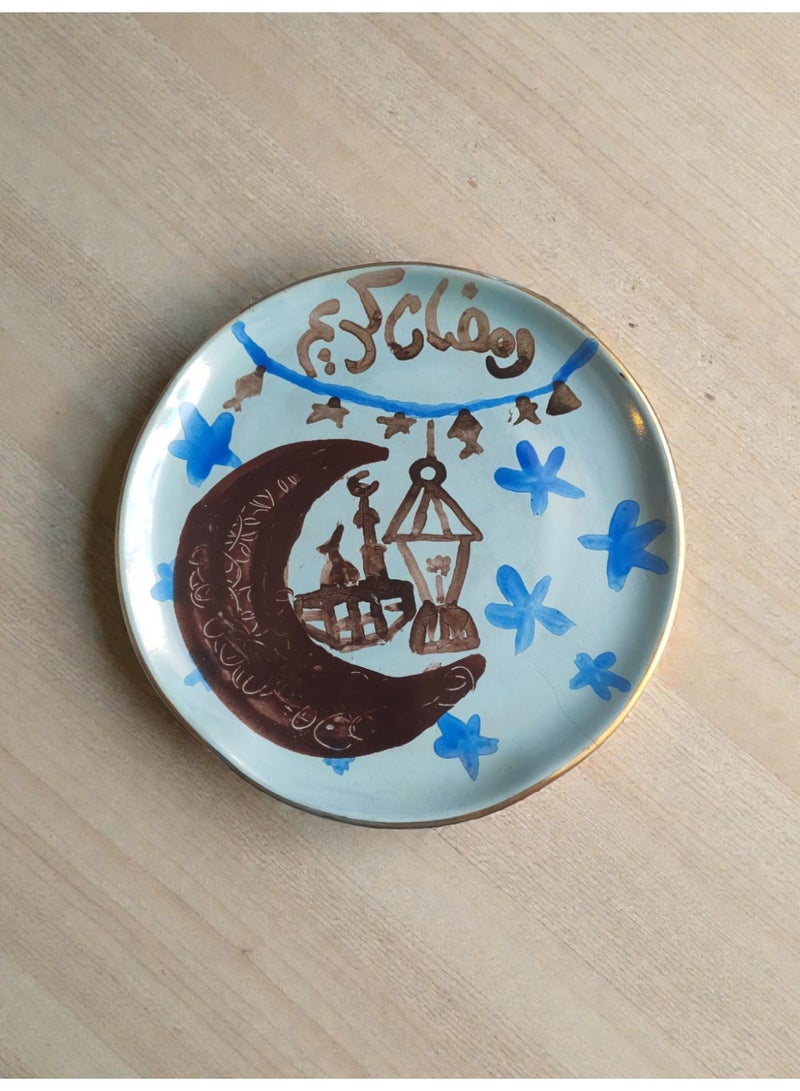 color zone pottery A hand-painted ceramic and porcelain plate, suitable for decoration and serving food. Microwave, dishwasher, and oven safe. Lightweight and scratch-resistant. 20 cm - Image 2