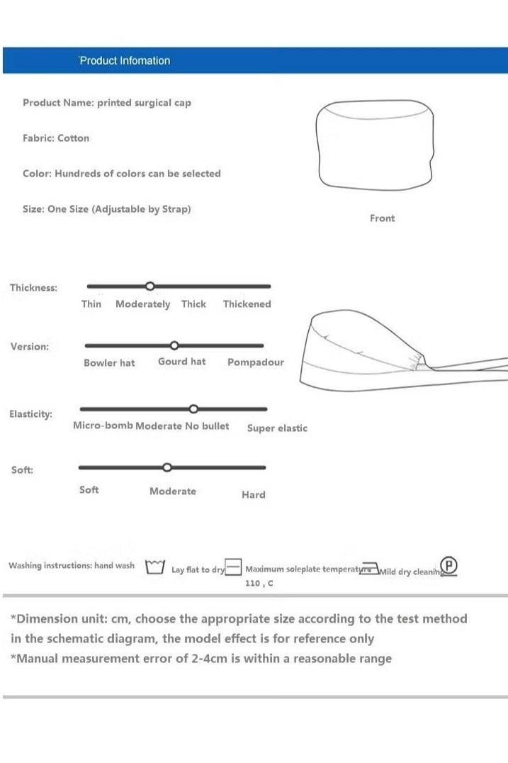 Medical Cotton Surgical Cap Fluffy Cap Black - Image 2