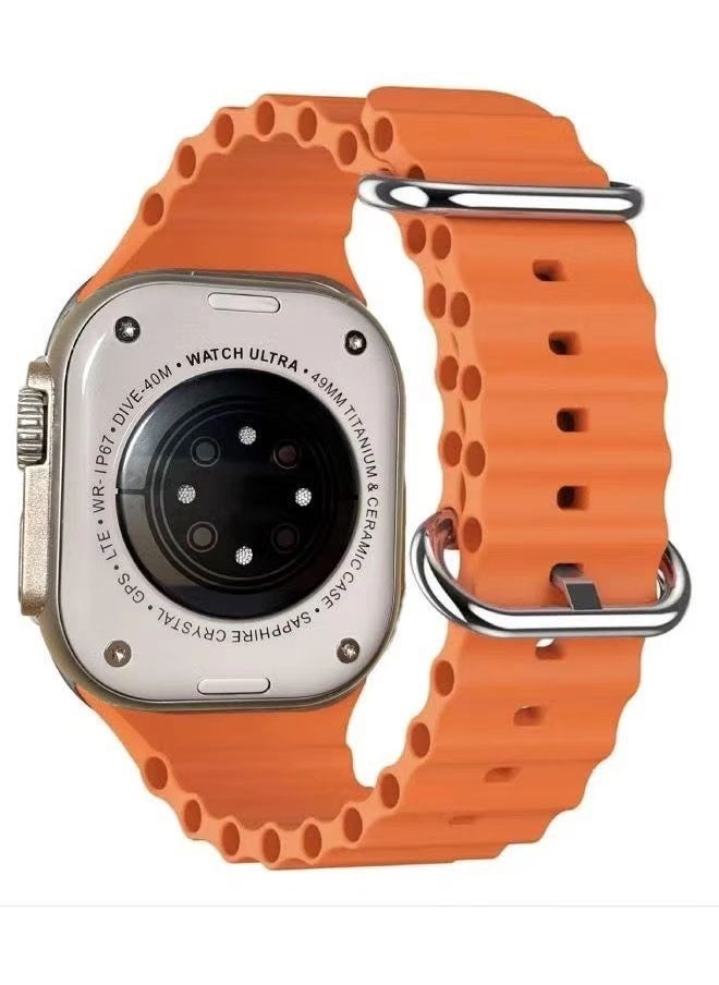 HW - Smartwatch X90 Ultra Series Sports Watch With Health Fitness Tracker Support Nfc + Additional Replacement Strap 49mm +Airpods Pro Bluetooth Headphones Orange - Image 1