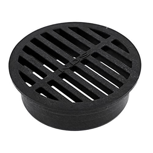 NDS 11, 4 in. Round Grate Drain Cover, Connects to 4 Inch Drain Pipes & Fittings, for Small Lawns, Landscaping and Patios, Black Plastic - Image 1
