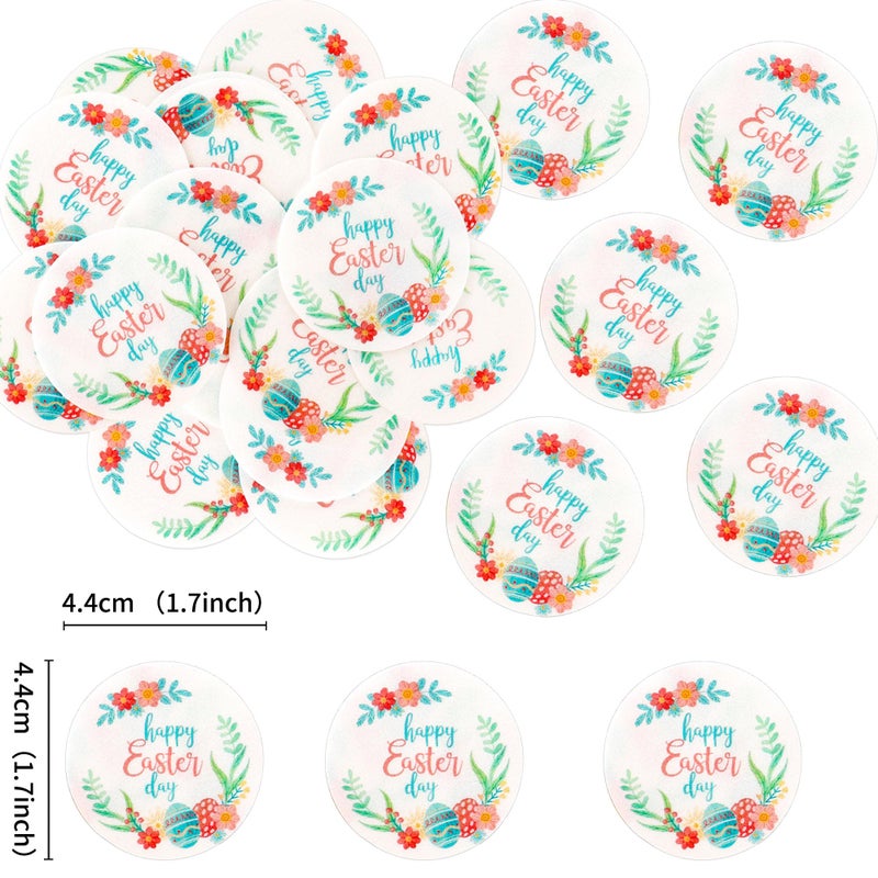Ercadio 40Pcs Edible Circle Happy Easter Day Cupcake Drink Toppers Round Floral Easter Cupcake Picks for Easter Baby Shower Spring Birthday Party Cake Decorations Supplies - Image 2