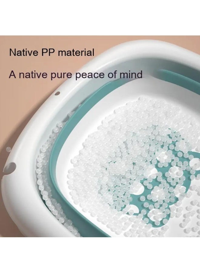 Fab N Funky Bear Designed Foldable Bath Tub with Drain Plug, Non-Slip Base, 0 Months+, 81.7 x 47.2 x 21.6cm - Blue - Image 4