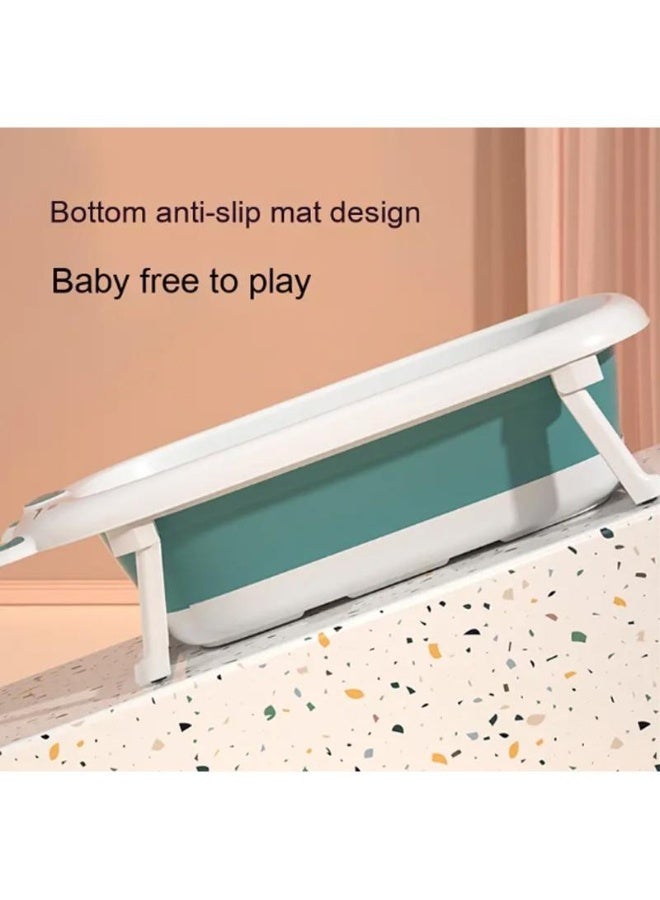 Fab N Funky Bear Designed Foldable Bath Tub with Drain Plug, Non-Slip Base, 0 Months+, 81.7 x 47.2 x 21.6cm - Blue - Image 2
