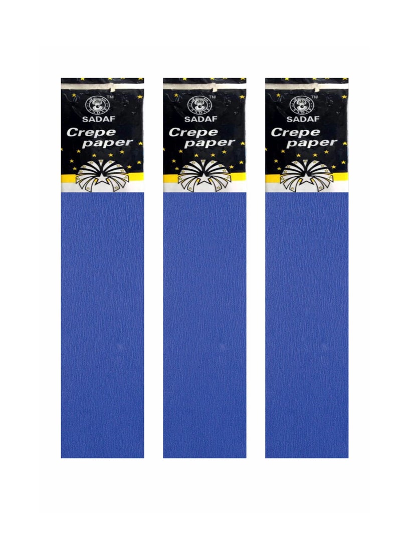 Sadaf Crepe Paper For Art Dark Blue Colour 50x200cm Size (Pack of 3)  - Image 1