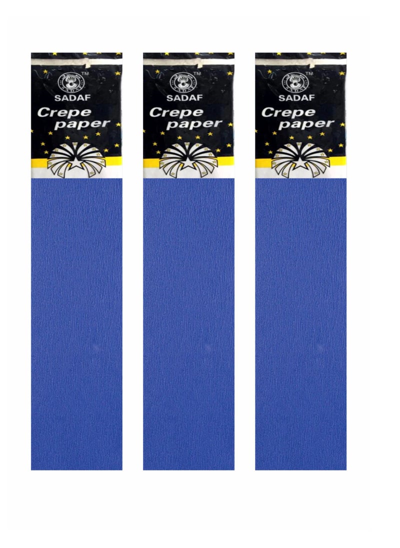 Sadaf Crepe Paper For Art Dark Blue Colour 50x200cm Size (Pack of 3)  - Image 2