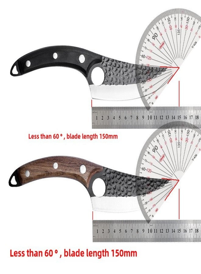 Hammer-grain forging slaughter boning machete slicing meat to kill fish, pig and sheep to peel multi-purpose knife sharp slicing knife(Rosewood Handle Scimitar PU Leather Case Cowhide Box) - Image 5