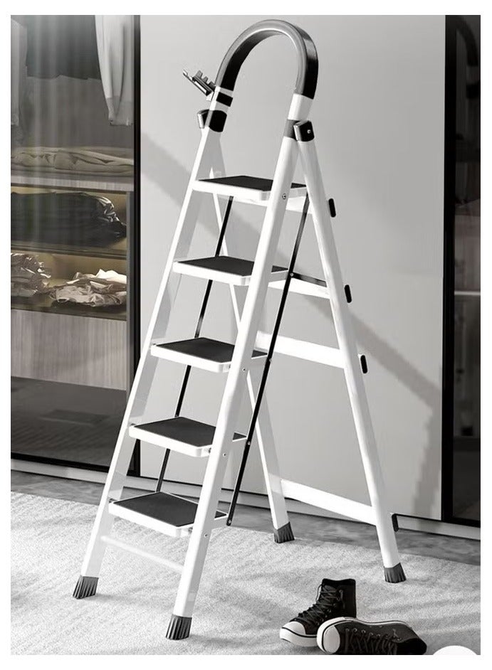 رافين خطوات سلم داخلي متعدد الوظائف قابل للطي ورف تخزين مناسب للمطبخ والمنزل وغرفة المعيشة مقاس 60 × 45 × 136 سم - Image 2