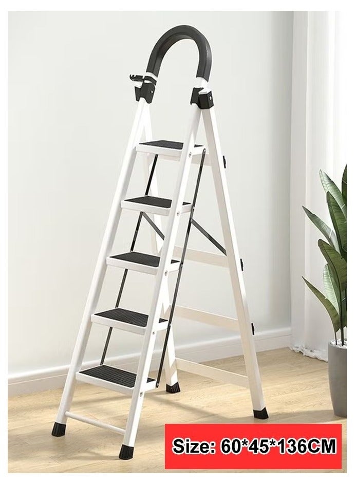 رافين خطوات سلم داخلي متعدد الوظائف قابل للطي ورف تخزين مناسب للمطبخ والمنزل وغرفة المعيشة مقاس 60 × 45 × 136 سم - Image 5