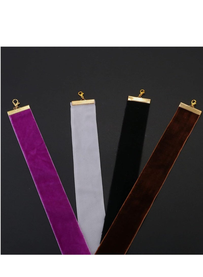 Adjustable Velvet Choker Necklace Set for Women Elegant Gothic Style 4 Pcs Perfect for Daily Wear and Special Occasions Gift Idea - Image 2