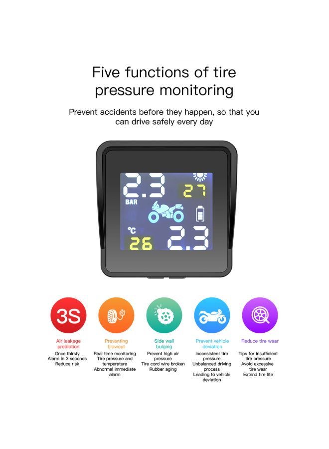 إسكدنيا نظام لمراقبة ضغط الإطارات لاسلكي يعمل بالطاقة الشمسية مع جهاز استشعار خارجي ذكي مزود بشاشة LCD. - Image 3
