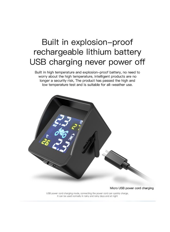 إسكدنيا نظام لمراقبة ضغط الإطارات لاسلكي يعمل بالطاقة الشمسية مع جهاز استشعار خارجي ذكي مزود بشاشة LCD. - Image 4