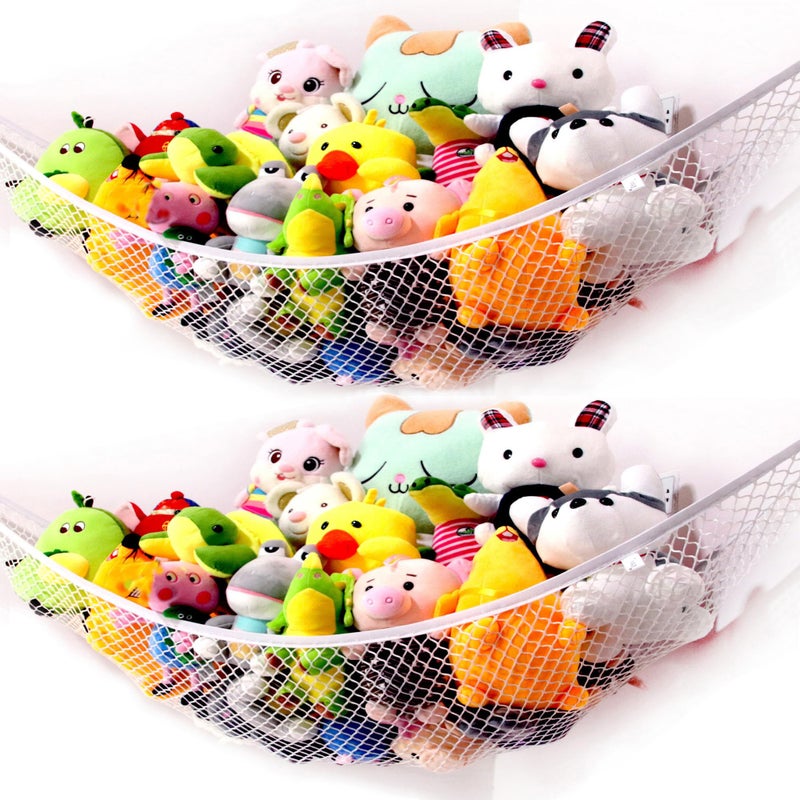 Stuffed Animal Net Or Hammock Teddy Bear Holder NetsWhite Toy Hammock for Stuffed Animals Storage 2 Pack  XWGJ