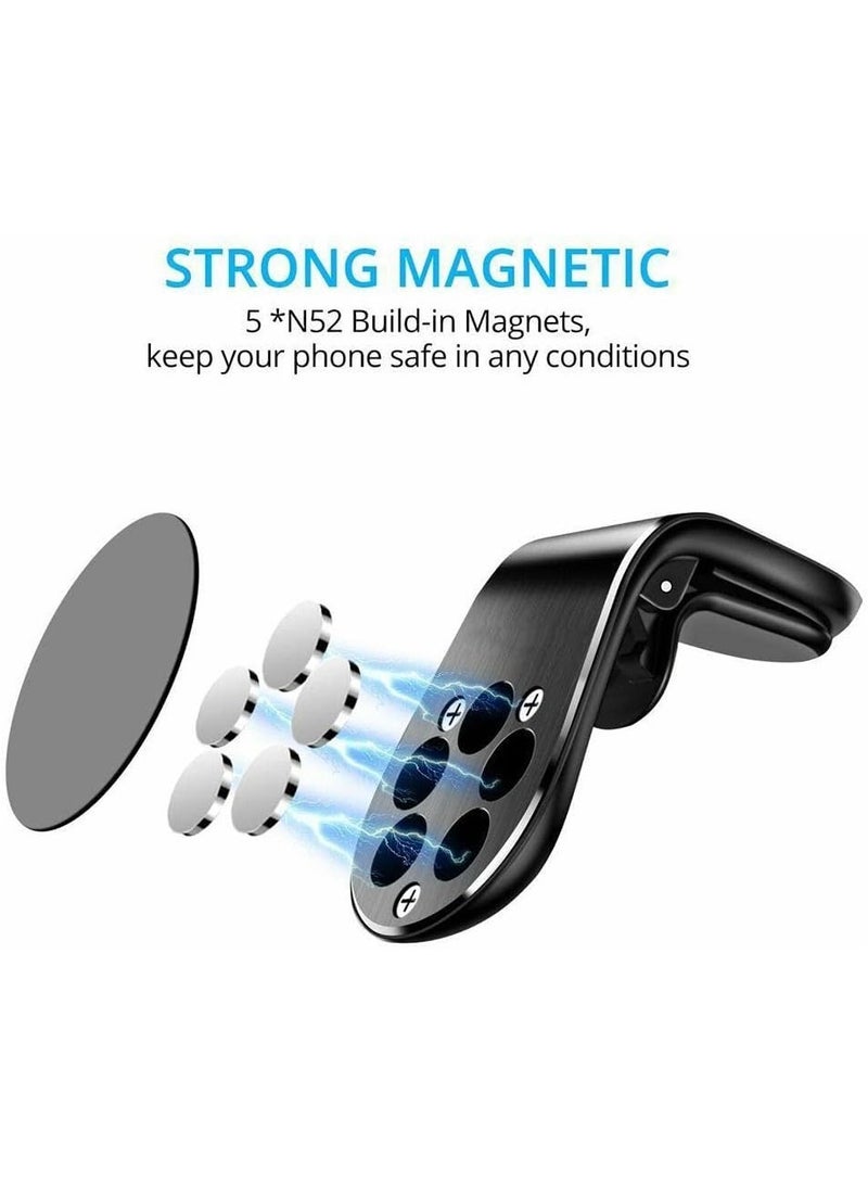ELTRAZONE Metal Magnetic Car Holder For Smartphones - Black and Silver - Image 2