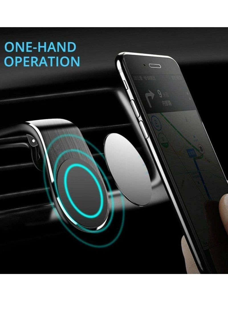 ELTRAZONE Metal Magnetic Car Holder For Smartphones - Black and Silver - Image 4