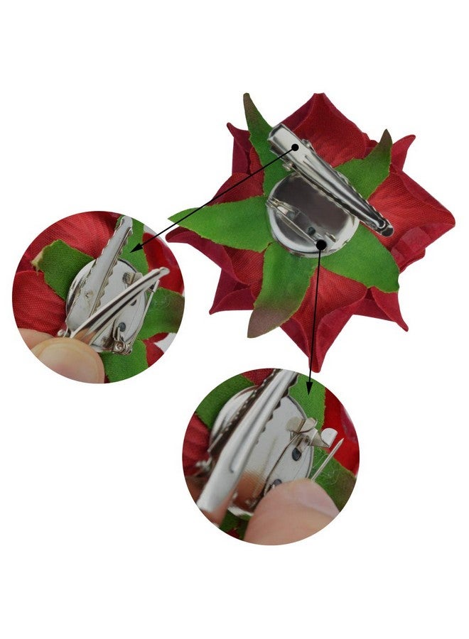 Topbuti Rose Hair Clip Flower Hairpin Rose Brooch Floral Clips 4 Pcs Fabric Rose Flowers Hair Clips Mexican Hair Flowers Pin Up Headpieces For Woman Girl Wedding Party Mother'S Day (2 Sizes)  - Image 5