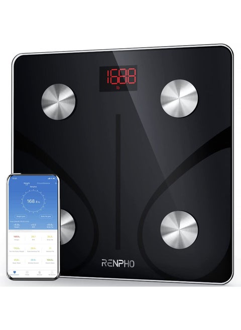 RENPHO Smart Scale for Body Weight, Digital Bathroom Scale BMI Weighing Bluetooth Body Fat Scale, Body Composition Monitor Health Analyzer with Smartphone App, 400 lbs - Black Elis 1