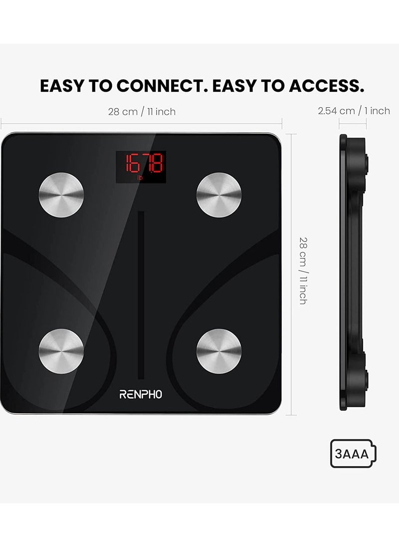 RENPHO - RENPHO Smart Scale for Body Weight, Digital Bathroom Scale BMI Weighing Bluetooth Body Fat Scale, Body Composition Monitor Health Analyzer with Smartphone App, 400 lbs - Black Elis 1 - Image 1