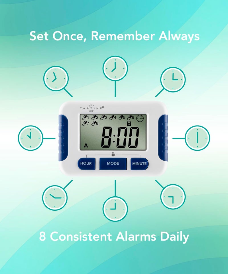 TabTime Pill Reminder with 8 Alarms per Day, Pill Tracker, Pill Timer, Medication Reminder Devices, Medication Tracker, Essential Parkinson's Patient Gadget - Image 2