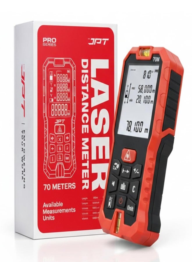 JPT 70M Laser Distance Meter | Professional Digital Measuring Tool with Area, Volume & Pythagorean Calculation | Backlit Display, Continuous & Unit Conversion Modes - Image 1