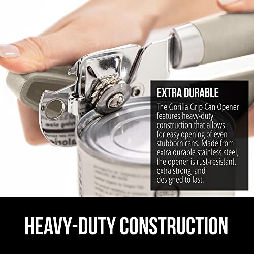 GORILLA GRIP Heavy Duty Stainless Steel Smooth Edge Manual Can Opener and Bottle Openers, Soft Comfortable Handle, Oversized Handheld Turn Knob, US Designed Multifunctional Kitchen Tool, Almond - Image 4