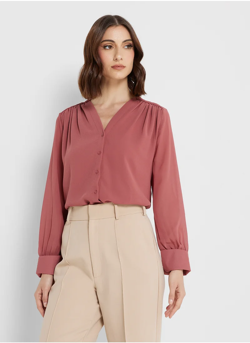 ايلا Ruched Detail Button Down Shirt