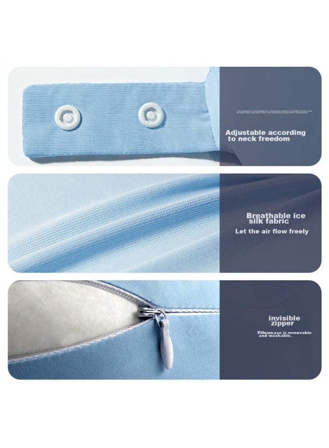 Foojo Memory Foam U-shaped Neck Pillow, Breathable For All Seasons, Suitable For Office, Travel, Car, And Nap, Sky Blue - Image 3