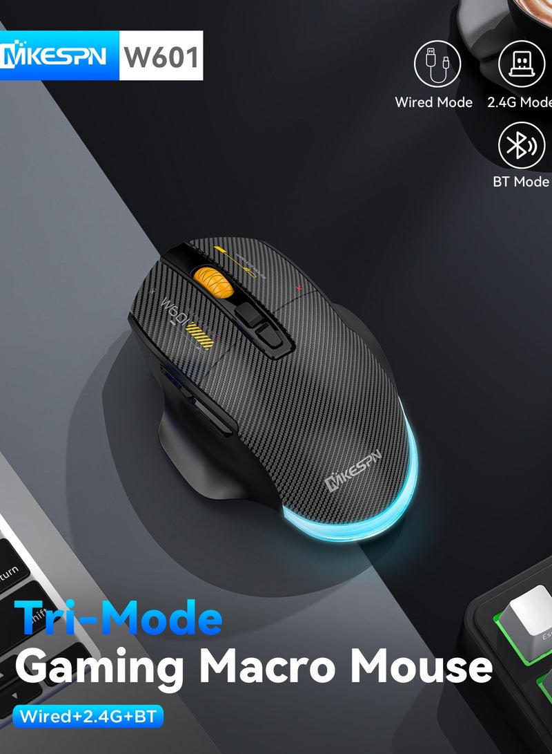 Professional Wireless Gaming Mouse, 12800 DPI Adjustable, Tri-Mode (BT5.0/2.4GHz/USB-C), RGB Backlit, Ergonomic Design with Programmable Buttons for Work and Gaming - Image 2