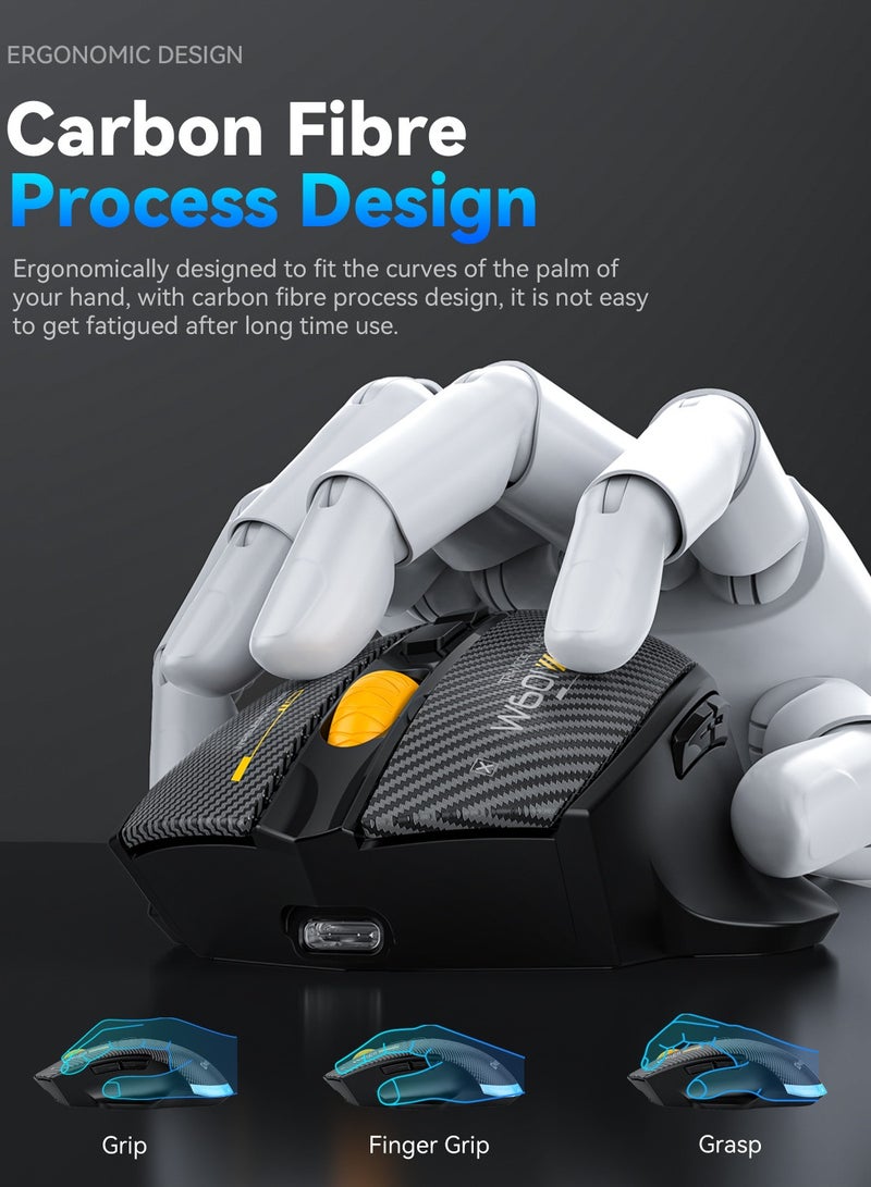 Professional Wireless Gaming Mouse, 12800 DPI Adjustable, Tri-Mode (BT5.0/2.4GHz/USB-C), RGB Backlit, Ergonomic Design with Programmable Buttons for Work and Gaming - Image 5