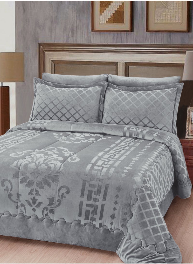 Master Home Textile - Master Home Textile Velvet Comforter Sets, 4Pcs Single Size, Fits 120 x 200 cm Single Size Bed, Soft, Warm - Image 1
