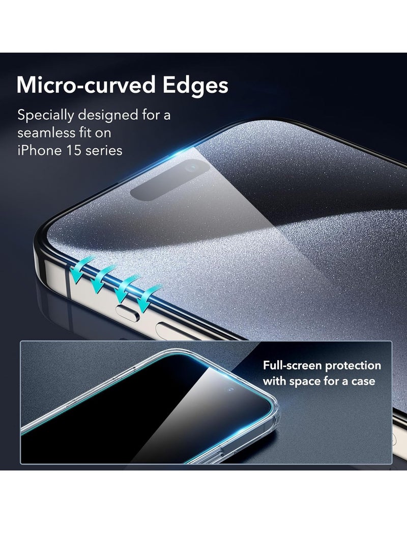 GUDOO 3D Screen Protector Full Coverage Easy Installation Frame Military-Grade Protection Ultrathin HD Clear Anti-Fingerprint 9H Tempered Glass Film for iPhone 15 Pro Max 6.7 - Image 2