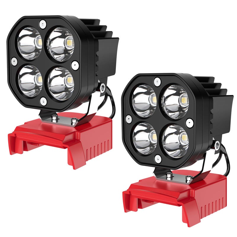 Azocek 2 Packs Azocek LED Work Light Compatible with Milwaukee 18V Battery 40W 6000LM Flashlight18V Battery Cordless Work Light 120Adjustable with Low Voltage Protection for Outdoors Job Site Lighting - Image 2