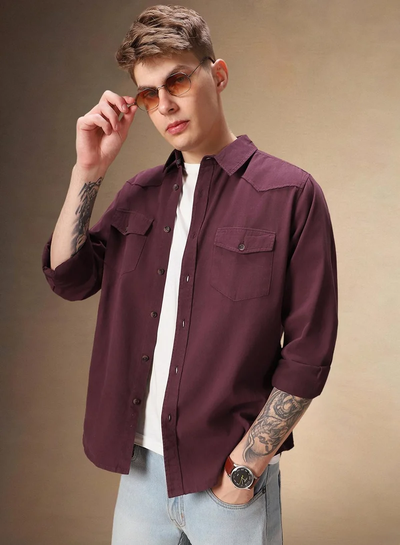 Dennis Lingo Maroon Shirt For Men For Men