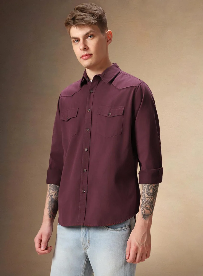 Dennis Lingo Maroon Shirt For Men For Men
