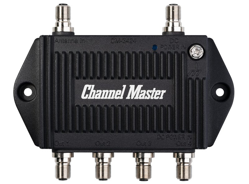 Channel Master TV Antenna Booster 4-4-Port TV Antenna Distribution Amplifier, Built-in LTE Filter, 7.5dB Gain, Compatible with Non-Amplified TV Antennas, Increases Signal Strength, Indoor/Outdoor - Image 1