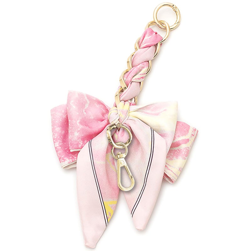 TENOC Purse Extender Chain, Crossbody Bag Charm, Bow Ribbon Handbag DIY Decoration Accessories, Pink - Image 1