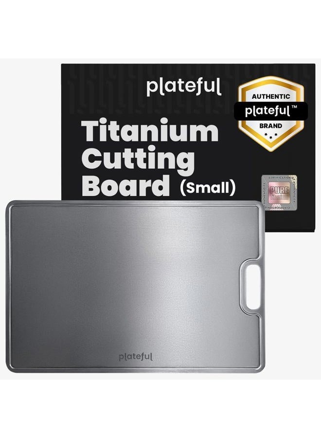Plateful Titanium Cutting Board - Real, Titanium Cutting Boards for Kitchen With Juice Groove, Food Grade Chopping Boards, No Microplastics, Lasts a Lifetime (Small) - Image 1