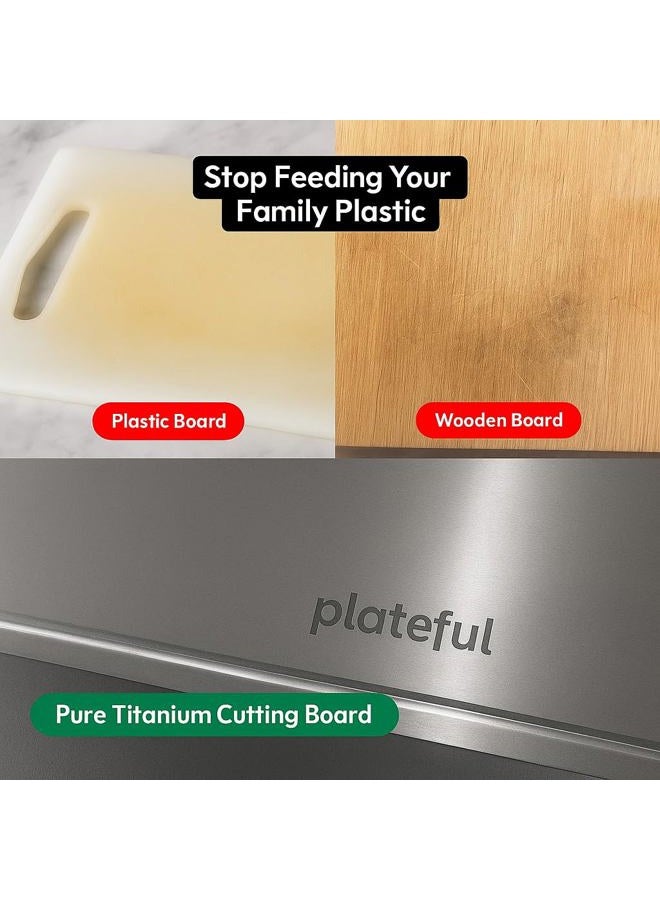 Plateful Titanium Cutting Board - Real, Titanium Cutting Boards for Kitchen With Juice Groove, Food Grade Chopping Boards, No Microplastics, Lasts a Lifetime (Small) - Image 3