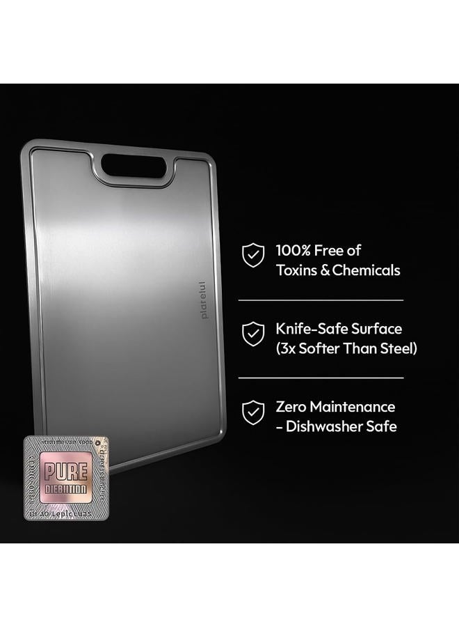 Plateful Titanium Cutting Board - Real, Titanium Cutting Boards for Kitchen With Juice Groove, Food Grade Chopping Boards, No Microplastics, Lasts a Lifetime (Small) - Image 2