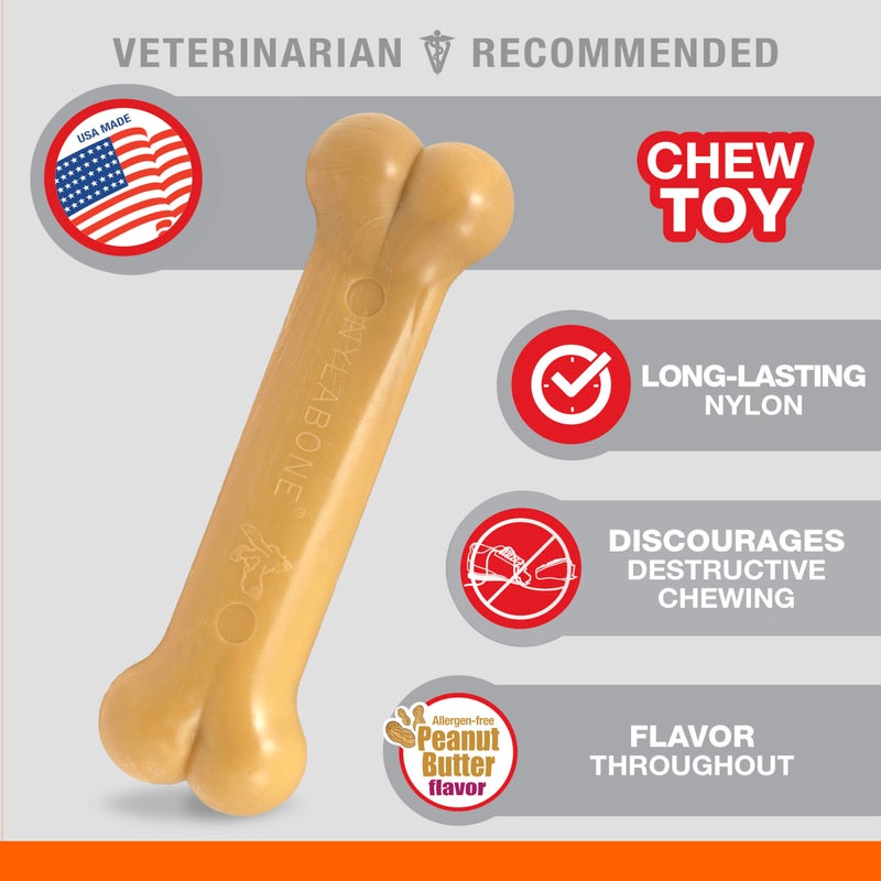 Nylabone Original Bone Power Chew Toy for Dogs, Durable & Tough Dog Toys for Aggressive Chewers, Peanut Butter Flavor, Small - Up to 25 lbs - Up to 25 Ibs, 1 Count - Image 3