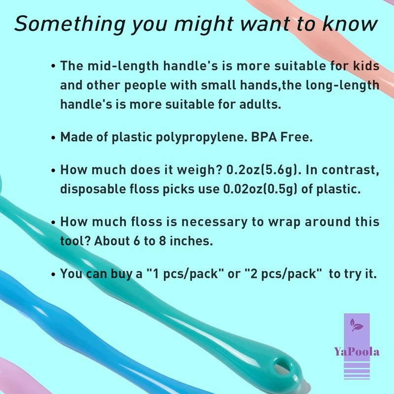 YaPoola Reusable NO-Waste Dental Floss Handle 2 Counts for Adults and Kids Teeth Cleaning Interdental Brush Unflavored Floss Picks Colorful Design floas Holder Flosser - Image 2