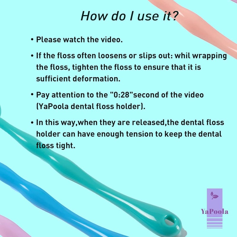 YaPoola Reusable NO-Waste Dental Floss Handle 2 Counts for Adults and Kids Teeth Cleaning Interdental Brush Unflavored Floss Picks Colorful Design floas Holder Flosser - Image 3