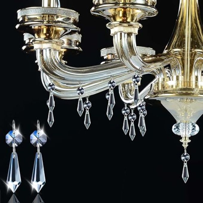 kehail 50PCS Premium Clear Crystal Teardrop Prism 2.4"Crystal Glass Baroque Chandelier Pendant Drop Loose Beads Suncatcher for Holiday Party/Home/Window Decoration/Chandelier Replacement Parts - Image 3