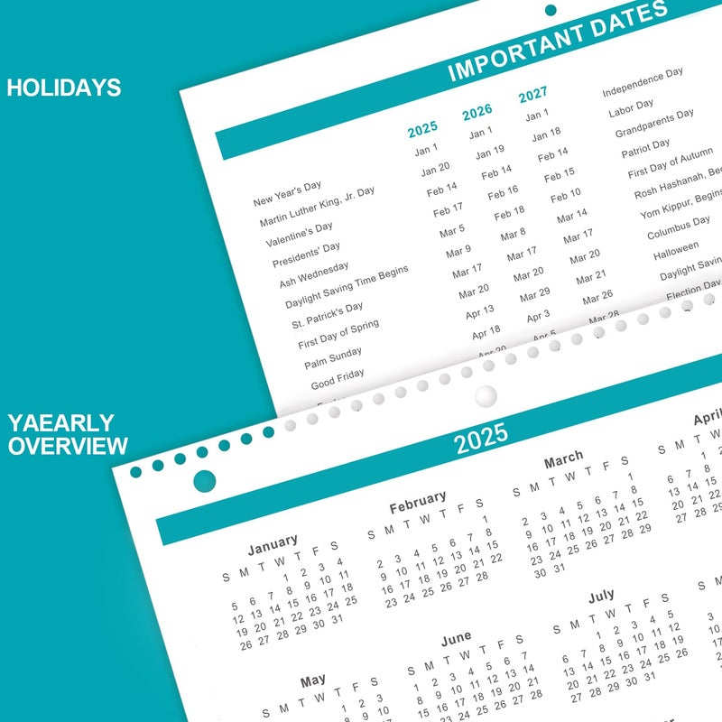 Lemome 2025 Wall Calendar - 2 Pack Monthly Wall and Desk Calendars, 12 Months Calendar from Jan 2025 - Dec 2025, 11"x 8.5", Wall Calendar 2025 - Image 4