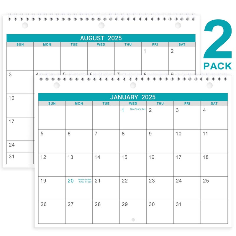 Lemome 2025 Wall Calendar - 2 Pack Monthly Wall and Desk Calendars, 12 Months Calendar from Jan 2025 - Dec 2025, 11"x 8.5", Wall Calendar 2025 - Image 1