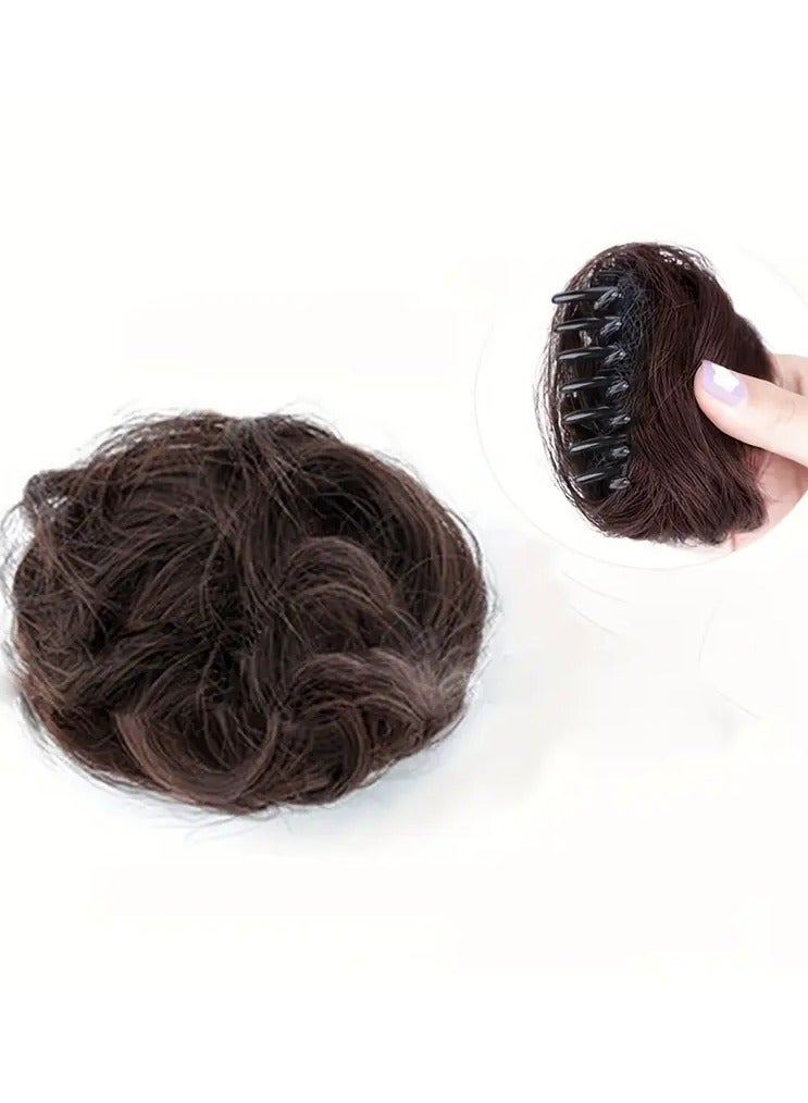 روزينو ملحقات كعكة الشعر الاصطناعية-كعك الشعر للنساء مع مشبك مخلب، شينيون فوضوي، دونات أبدو، أنماط كعكة الباليه، إكسسوارات الشعر لهالوين، والاستخدام اليومي بني داكن - Image 1