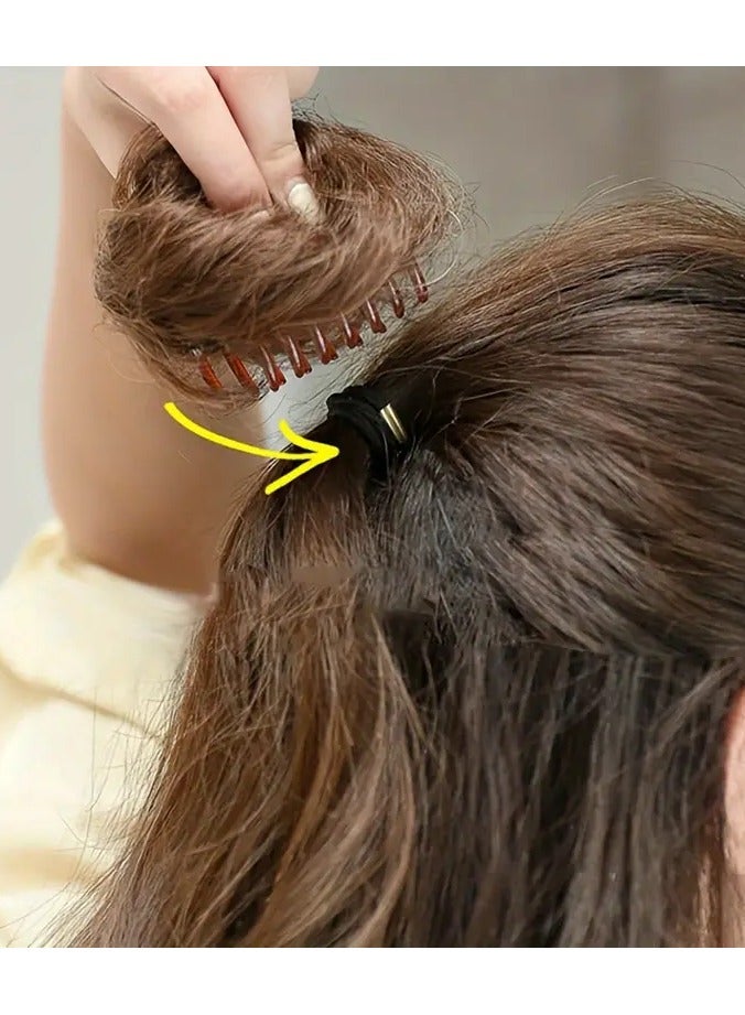 روزينو ملحقات كعكة الشعر الاصطناعية-كعك الشعر للنساء مع مشبك مخلب، شينيون فوضوي، دونات أبدو، أنماط كعكة الباليه، إكسسوارات الشعر لهالوين، والاستخدام اليومي بني داكن - Image 5