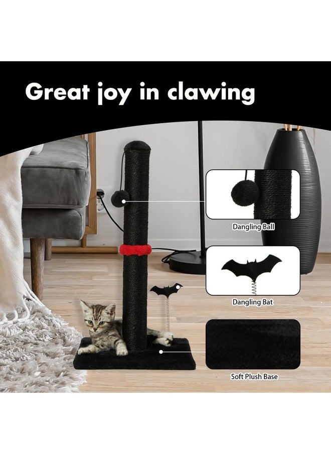 MECOOL MECOOL Cat Scratching Post Premium Sisal Scratch Posts with Hanging Ball Vertical Scratcher for Indoor Cats and Kittens,Black  - Image 2