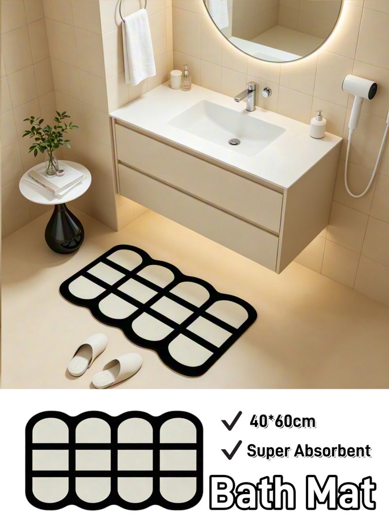 Aimayapet Bathroom Mat,Super Absorbent Toilet Bath Mat, Soft Diatomite Mud Bath Mat,Non Slip Bath Rug Quick Dry Thin Bathroom Mat, Washable Floor Carpet for Bathtub, Shower Room, Easy Care - Image 1